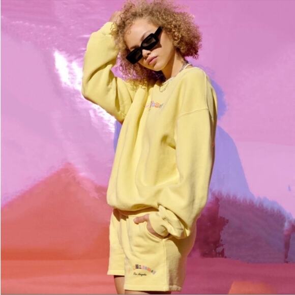 Daydreamer Ransom Note BF Sweat Citron Yellow Shorts XL - Picture 1 of 8